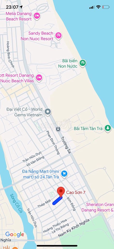 Bán đất mặt tiền đường (5m5) Cao Sơn 7, sát biển Tân Trà, Ngũ Hành Sơn
