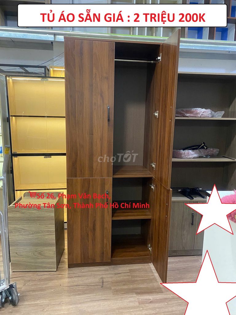 SALE TỦ QUẦN ÁO 80X190X50CM MÀU NÂU ĐỎ VÂN GỖ . Mua bán Tủ, kệ gia đình tại Quận Gò Vấp Tp Hồ Chí Minh được đăng bởi NỘI THẤT XƯỞNG VÁN GỖ TÂN BÌNH  hình 1