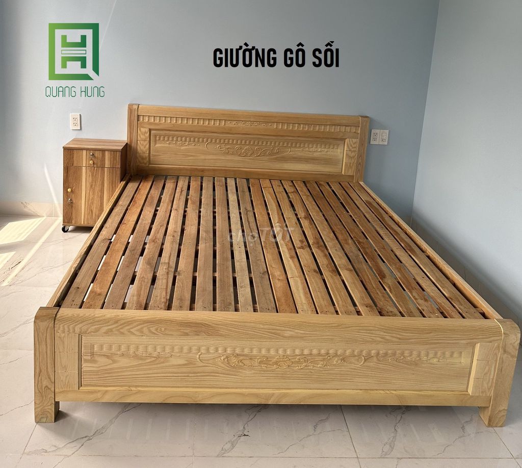 GIƯỜNG GỖ SỒI=GIƯỜNG GỖ_GIƯỜNG GỖ$GIƯỜNG GỖ SỒI$$$. Mua bán Giường, chăn ga gối nệm tại Huyện Nhơn Trạch Đồng Nai được đăng bởi NỘI THẤT NHÀ XINH hình 1