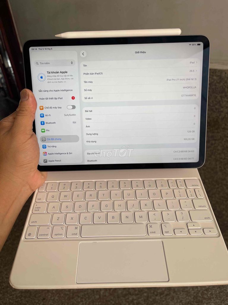 Apple iPad Pro M1 11 inch 128GB Wifi Xám pin 90. Mua bán Máy tính bảng tại Quận 12 Tp Hồ Chí Minh được đăng bởi Út Trần hình 1