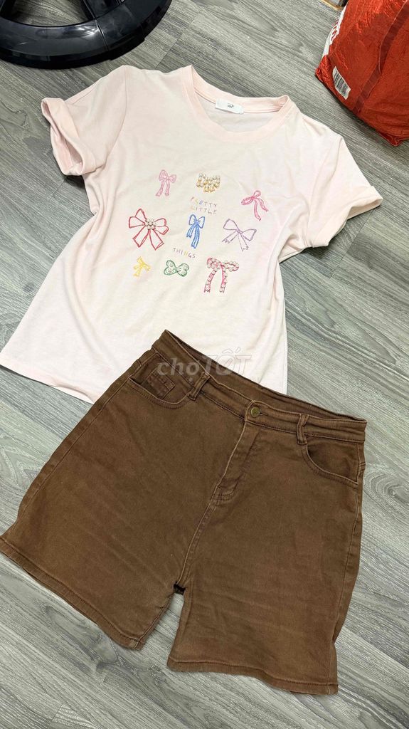 Set Quần Ngố Jean Kèm Áo Thun Hồng Nơ. Mua bán Quần áo tại Huyện Bình Chánh Tp Hồ Chí Minh được đăng bởi Quyên hình 1