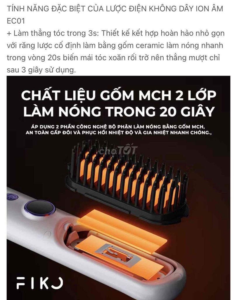 lược điện ion âm Fiko