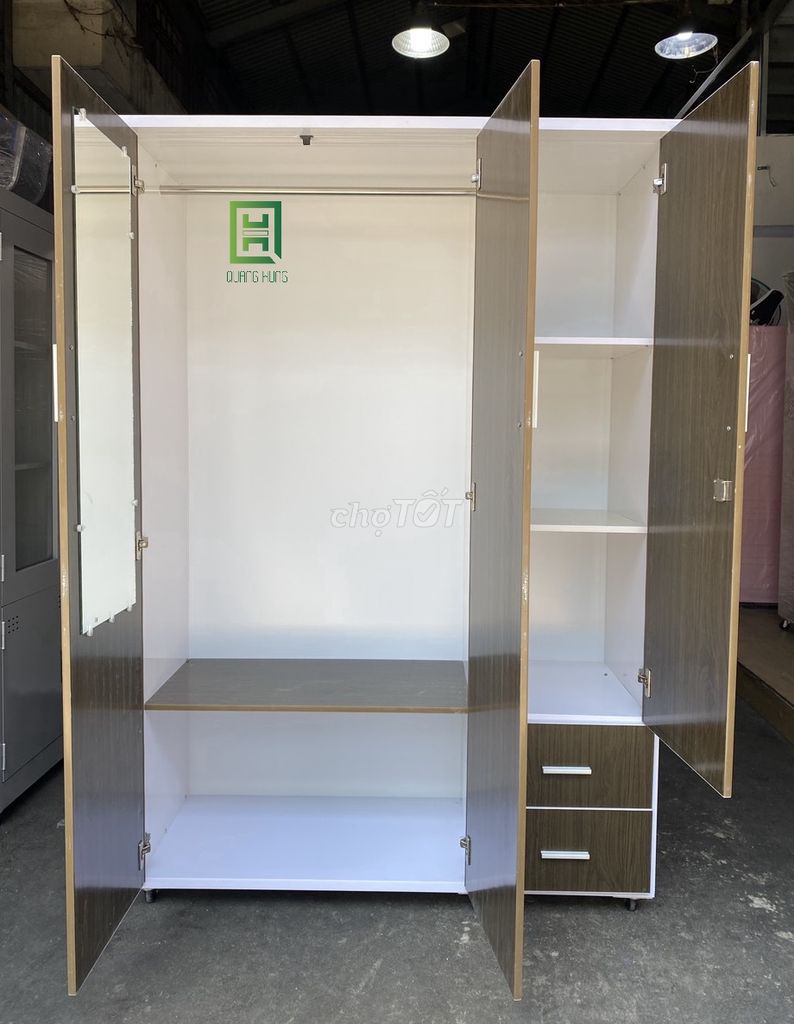 Tủ quần áo Nhựa Đài Loan 3 cánh 2 hộc 1m7. Mua bán Tủ, kệ gia đình tại Thành phố Vũng Tàu Bà Rịa - Vũng Tàu được đăng bởi Nội Thất Quang Hùng TD hình 1