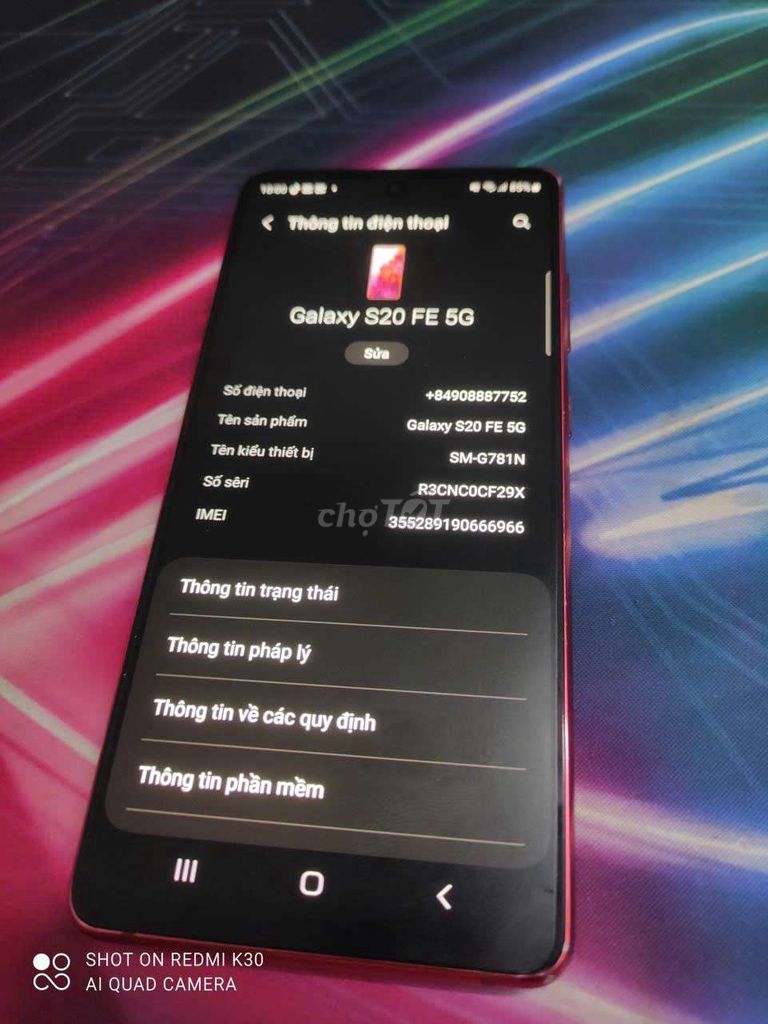 Samsung Galaxy S20 FE 5G Đỏ. Mua bán Điện thoại tại Thành phố Vũng Tàu Bà Rịa - Vũng Tàu được đăng bởi Xu Hào  hình 1