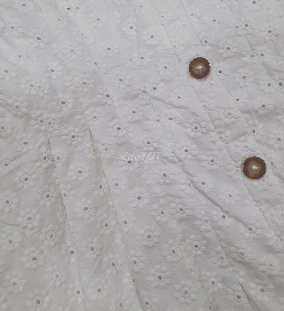 Váy liền cotton hoa nhỏ, màu trắng size S