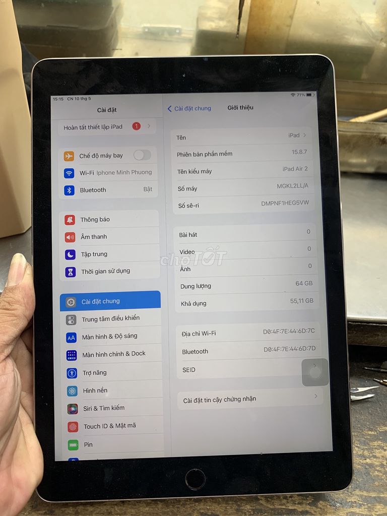 Apple iPad Air 2 64GB Xám. Mua bán Máy tính bảng tại Thành phố Thuận An Bình Dương được đăng bởi Trân khanh hình 1
