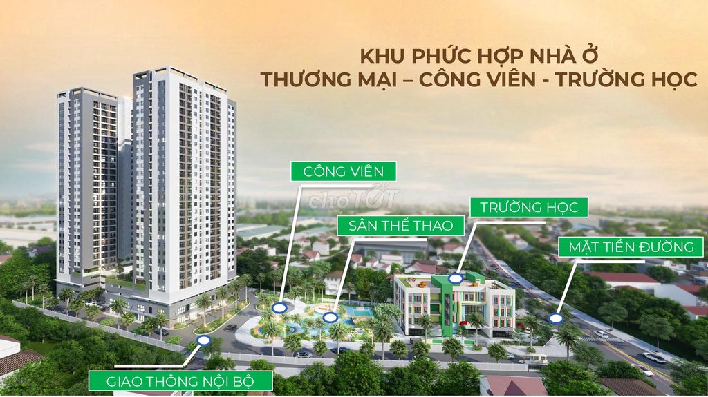 Căn góc tầm view thoáng chỉ 1ty475 2 phòng ngủ trả trước 290 triệu