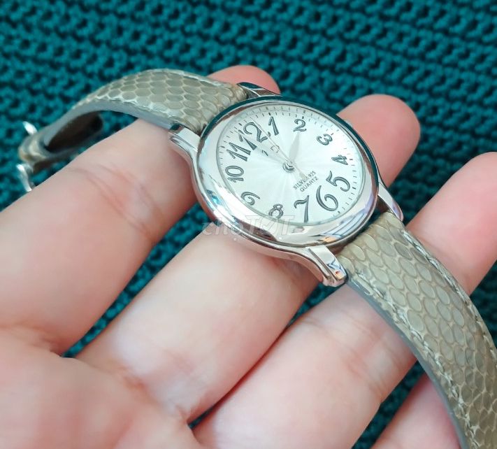 Đồng hồ Nữ Roven Dino vỏ bạc đúc 925, dây da xịn