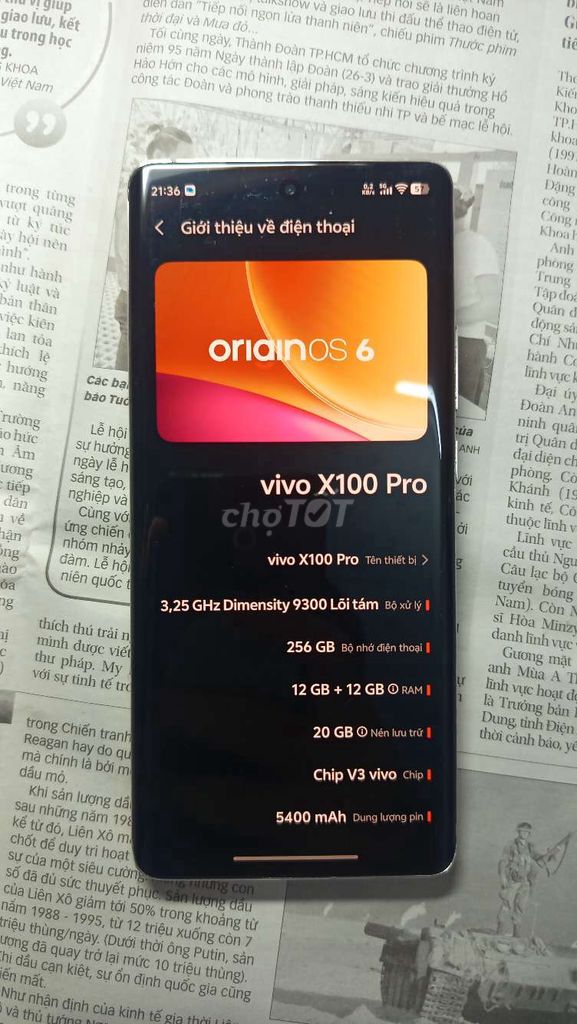 Vivo X100 Pro 256GB Cam. Mua bán Điện thoại tại Huyện Vị Thuỷ Hậu Giang được đăng bởi Phát Nguyễn hình 1