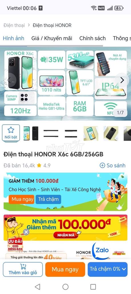 HONOR X6c 256GB Đen 6GB. Mua bán Điện thoại tại Quận 5 Tp Hồ Chí Minh được đăng bởi Hội Đồ Điện Tử hình 1