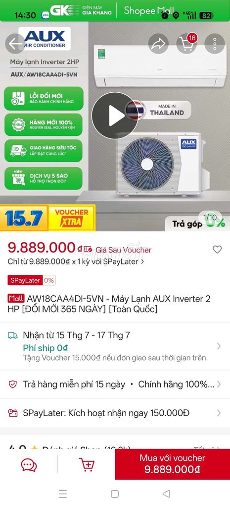 Máy lạnh AUX Inverter 2 HP Thái Lan. Mua bán Máy lạnh, điều hoà tại Thành phố Biên Hòa Đồng Nai được đăng bởi CTY ĐIỆN MÁY NGUYỄN DƯƠNG GIA hình 1