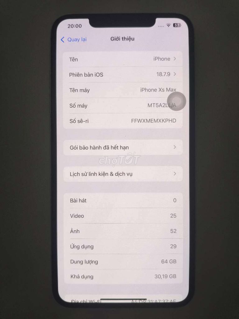 Apple iPhone Xs Max 64GB Trắng Mất FaceID. Mua bán Điện thoại tại Thành phố Thủ Đức Tp Hồ Chí Minh được đăng bởi Tien DP hình 1