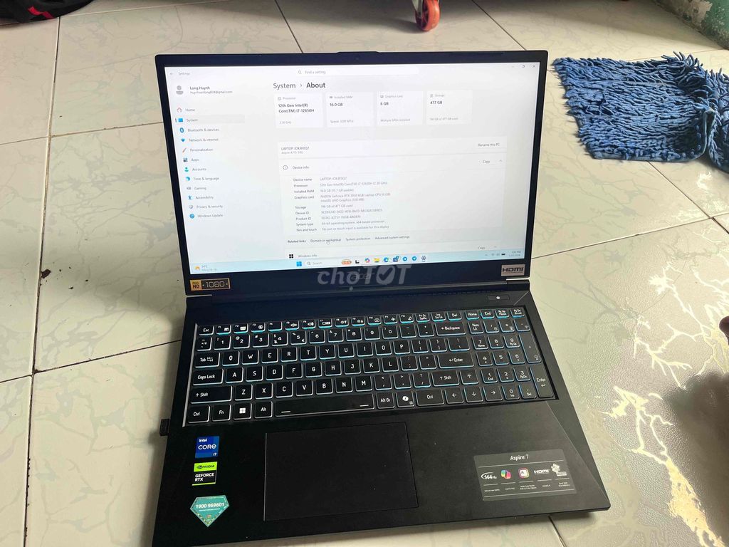 Acer Aspire 7 i7-12650H 16GB/512GB. Mua bán Laptop tại Quận 8 Tp Hồ Chí Minh được đăng bởi Huỳnh Văn Long hình 1
