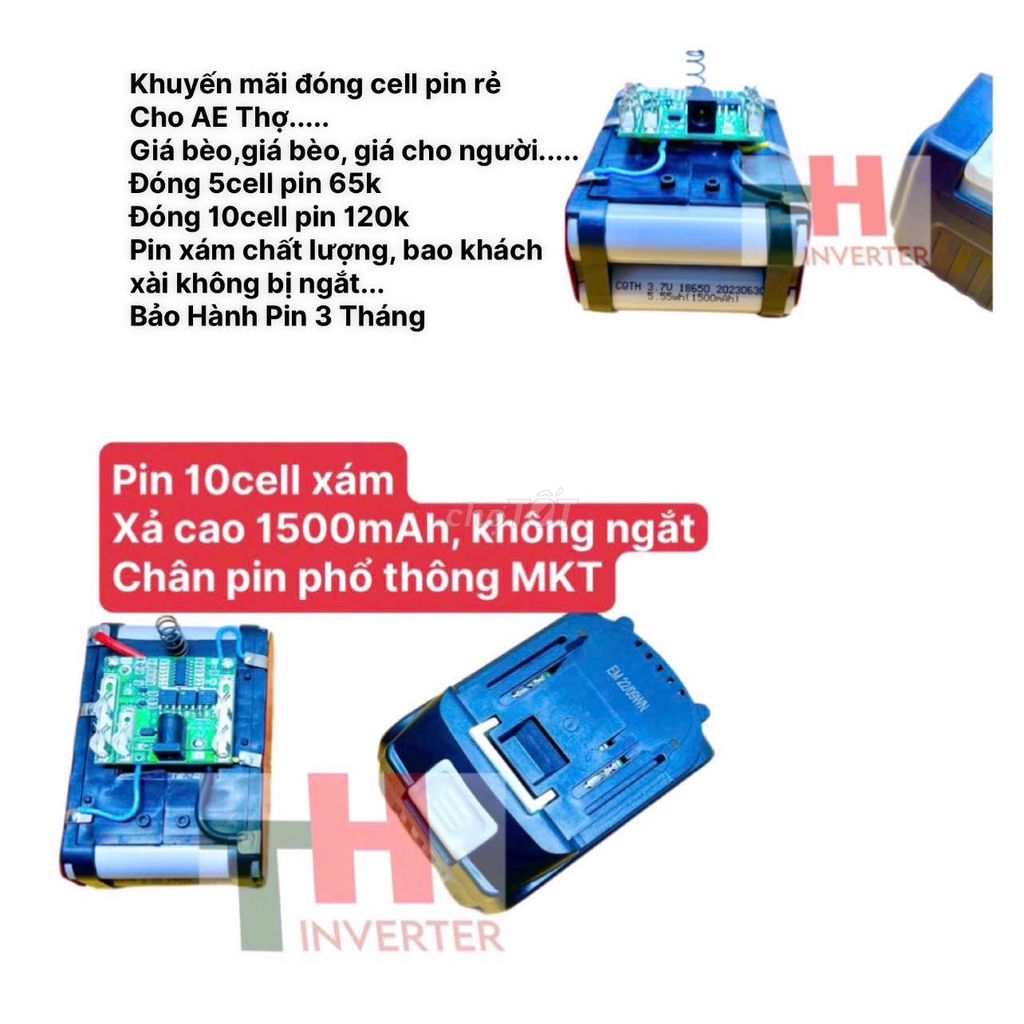 Pin đóng sẵn 10 cell pin Máy Khoan 21v 199v 299v