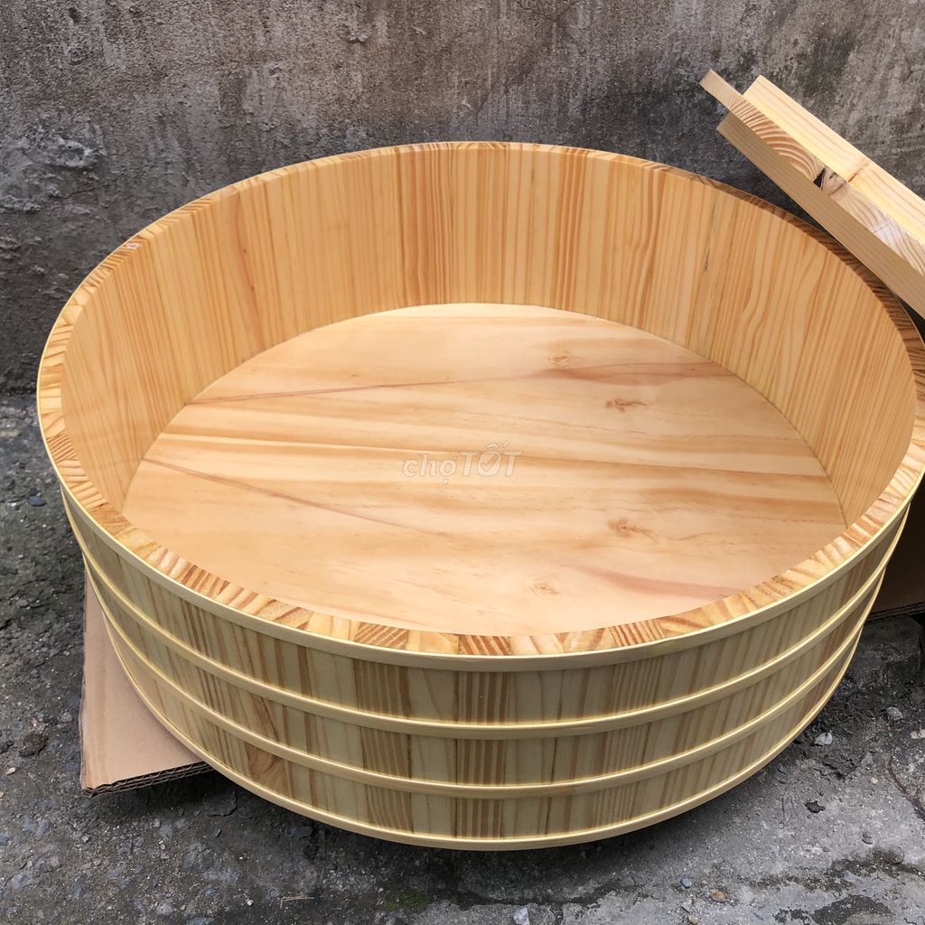 Thố gỗ đánh cơm sushi chuyên dụng Cao15cm Gỗ thông