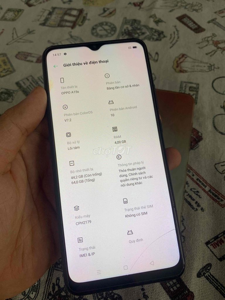 Oppo A15S hư cam trước + nứt nhẹ . ram4gb/64gb OK