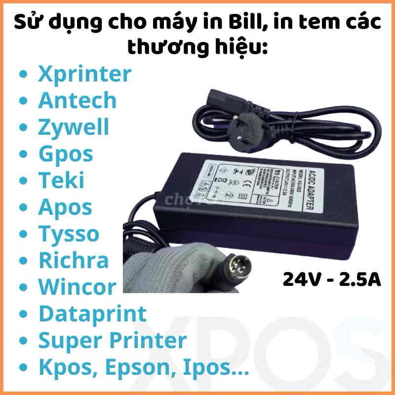 Bộ nguồn máy in Bill, máy in Tem 24v 2.5a(mới 100%