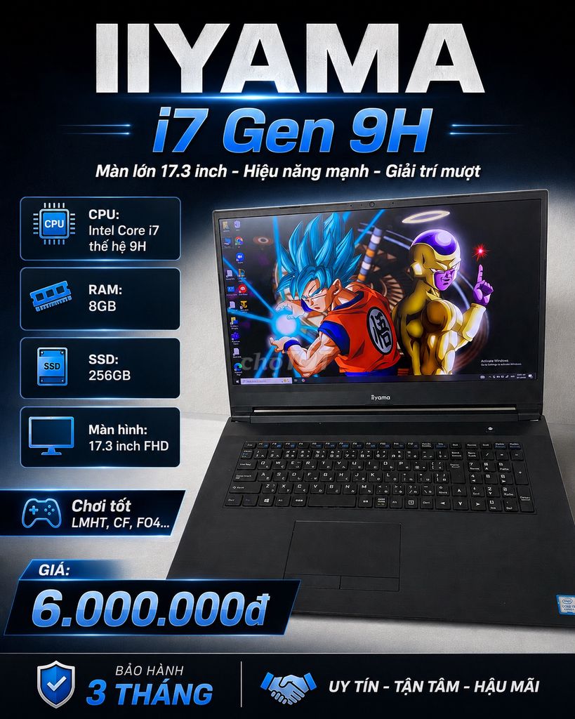 IIYAMA i7 Gen 9H 17.3 inch 8GB/256GB Đen. Mua bán Laptop tại Huyện Hiệp Hòa Bắc Giang được đăng bởi phạm hùng hình 1