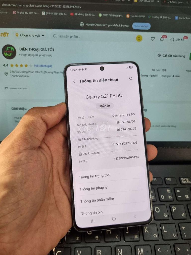 SAMSUNG S21 FE 8GB.256GB EXYNOS 2100 ZIN FULL CN. Mua bán Điện thoại tại Quận Bình Thạnh Tp Hồ Chí Minh được đăng bởi Dân Mobile hình 1