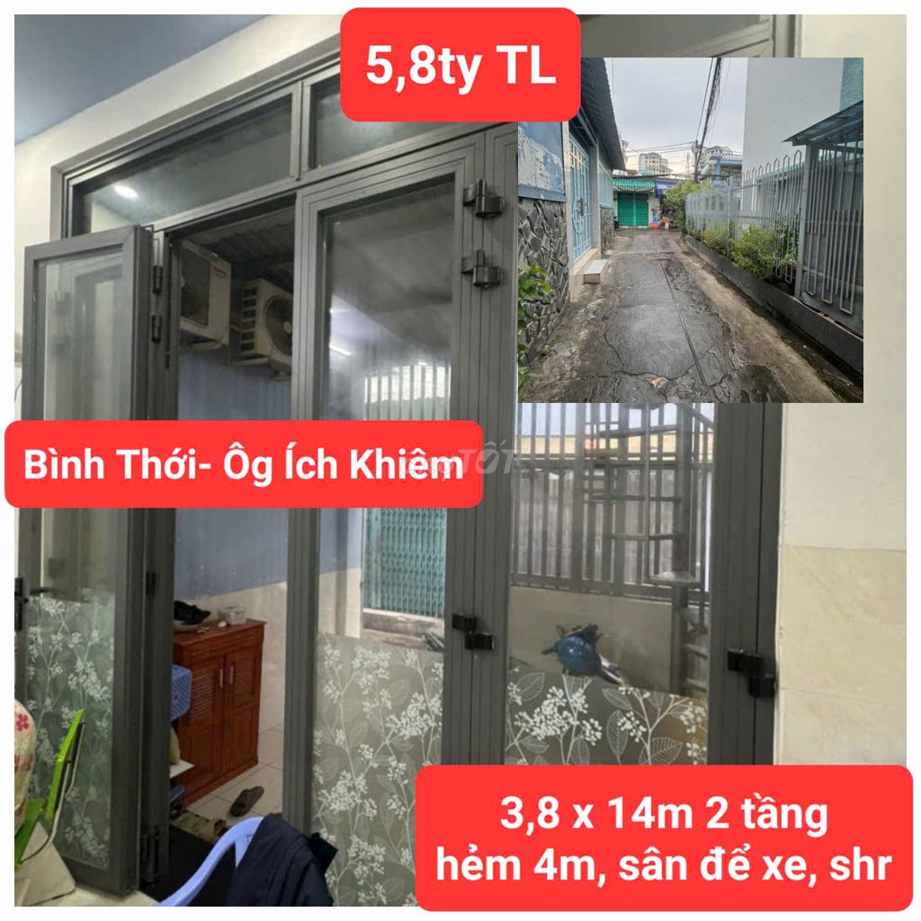 NHÀ BÌNH THỚI- ÔNG ÍCH KHIÊM DT; 3,8 X 14M 2 TẦNG 3PN