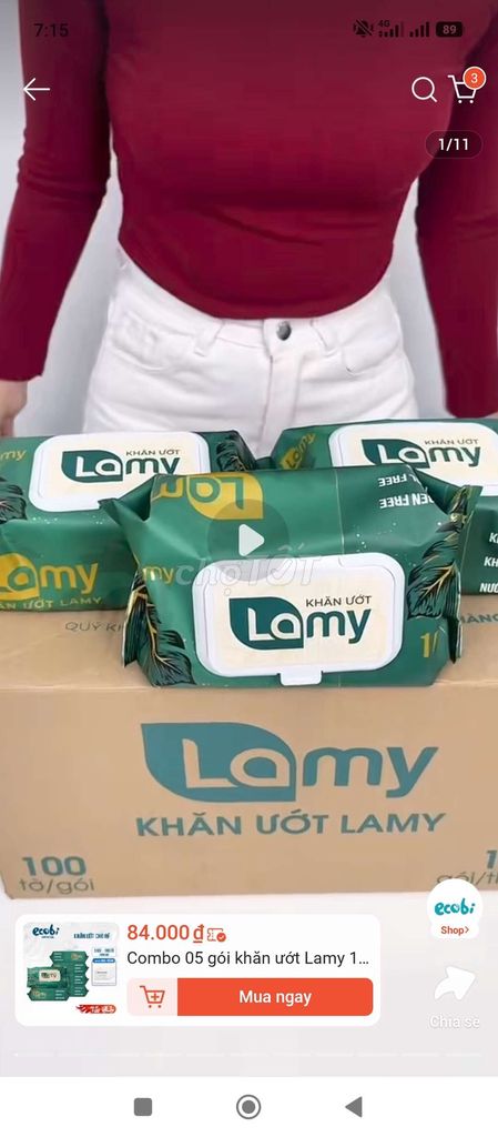 Khăn ướt Lamy mềm mại. Mua bán Mẹ và bé tại Thành phố Trà Vinh Trà Vinh được đăng bởi ngọc yến 84 bách hóa tổng hợp  hình 1