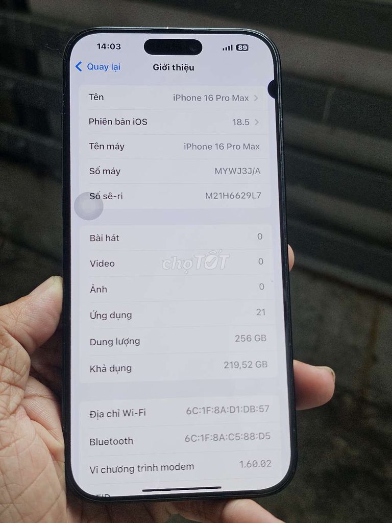 iPhone 16 Pro Max 256GB quốc tế giá rẻ bèo nhèo . Mua bán Điện thoại tại Quận 8 Tp Hồ Chí Minh được đăng bởi Thiên Hòa mobile  hình 1