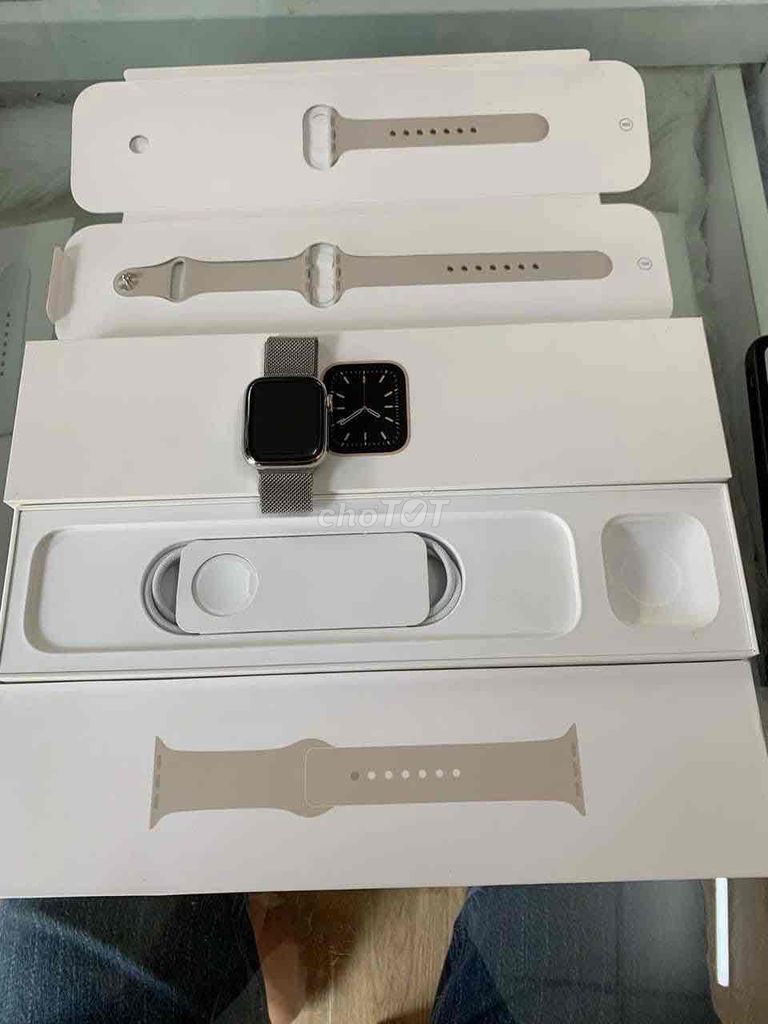 bán apple watch sr9/41 Thép trắng Esim 4g new 100%