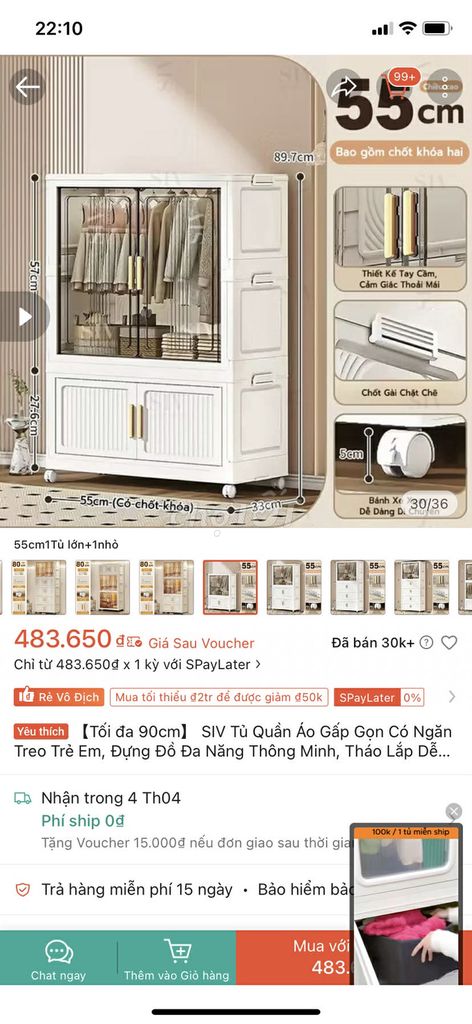 Tủ quần áo KIOTOVN TQA56 - K202. Mua bán Tủ, kệ gia đình tại Quận Gò Vấp Tp Hồ Chí Minh được đăng bởi Naviwood hình 1