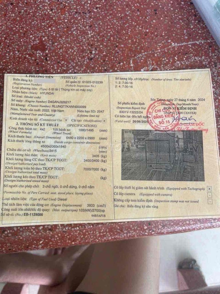 HYUNDAI 75S THÙNG KÍN MÁY OXY 2022. TẢI 3T5, THÙNG. Mua bán Xe tải, xe ben tại Thành phố Long Xuyên An Giang được đăng bởi Ô TÔ TRƯỜNG THANH hình 15