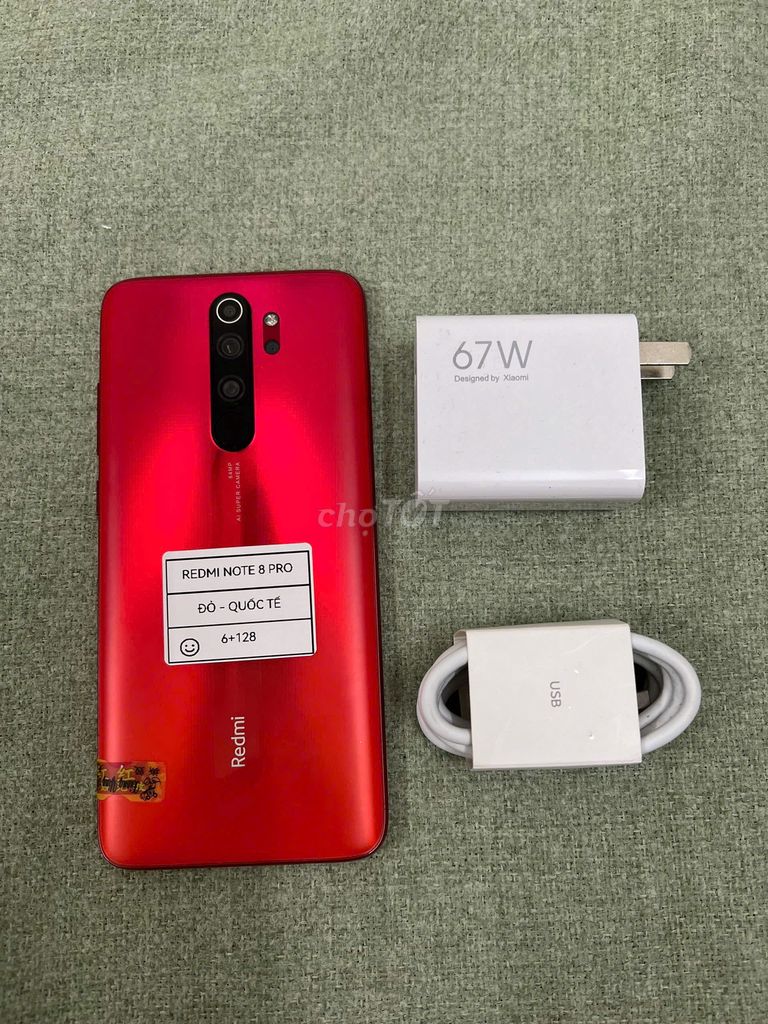 Redmi Note 8 pro 6/128 đỏ Q.TẾ sạc ốp TRẢ GÓP- COD