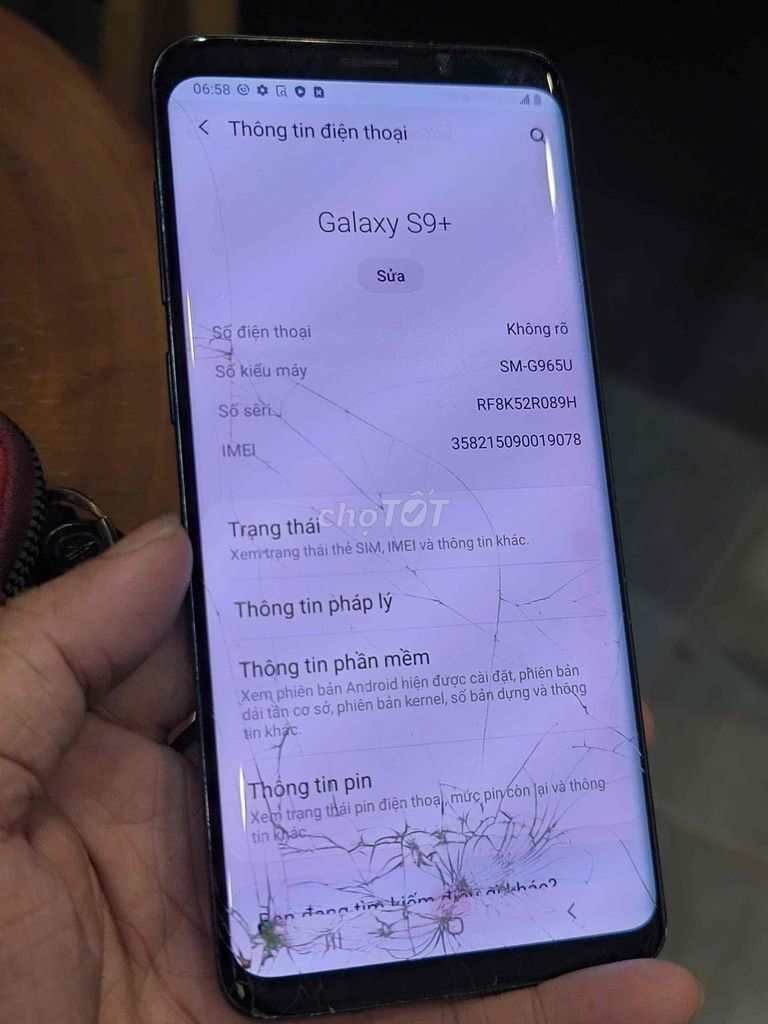 Samsung Galaxy S9+ 64GB Đen Màn hình nứt kính. Mua bán Điện thoại tại Quận 12 Tp Hồ Chí Minh được đăng bởi nnh hình 1