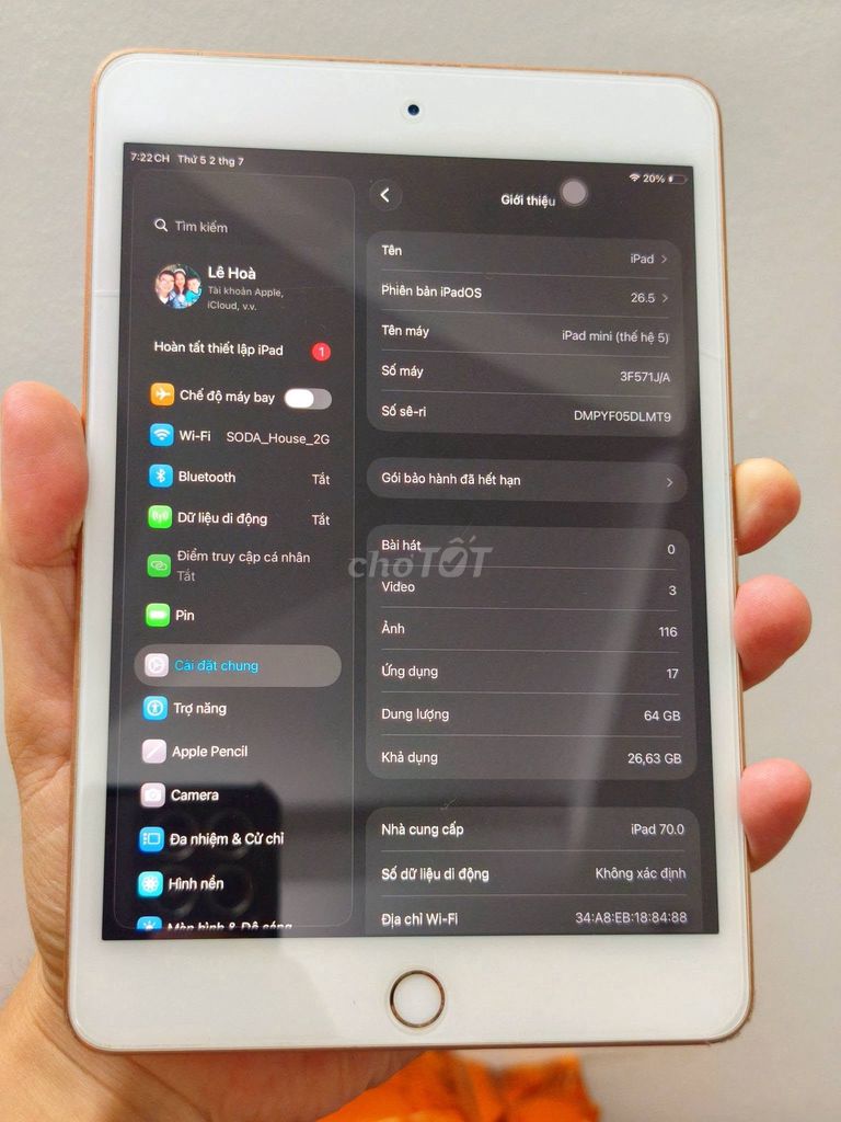 Apple iPad mini 5 64GB Rose Gold 4G. Mua bán Máy tính bảng tại Quận Bình Tân Tp Hồ Chí Minh được đăng bởi Hội Đồ Điện Tử hình 1