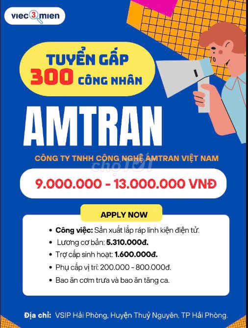 CTY AMTRAN-VSIP THỦY NGUYÊN *** 1000 LD