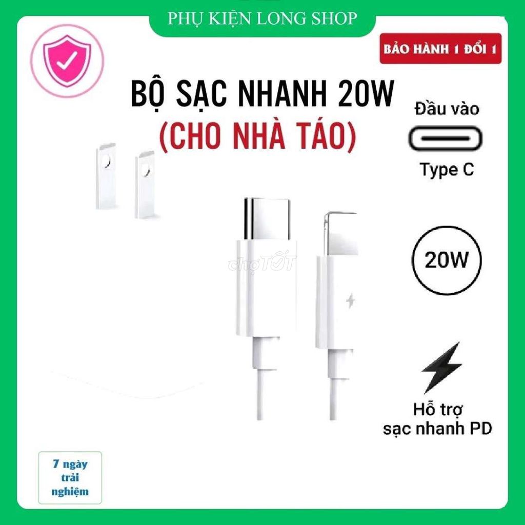 Bộ sạc nhanh Type C 20W Trắng. Mua bán Phụ kiện (Màn hình, Chuột...) tại Huyện Châu Đức Bà Rịa - Vũng Tàu được đăng bởi Long Shop hình 1