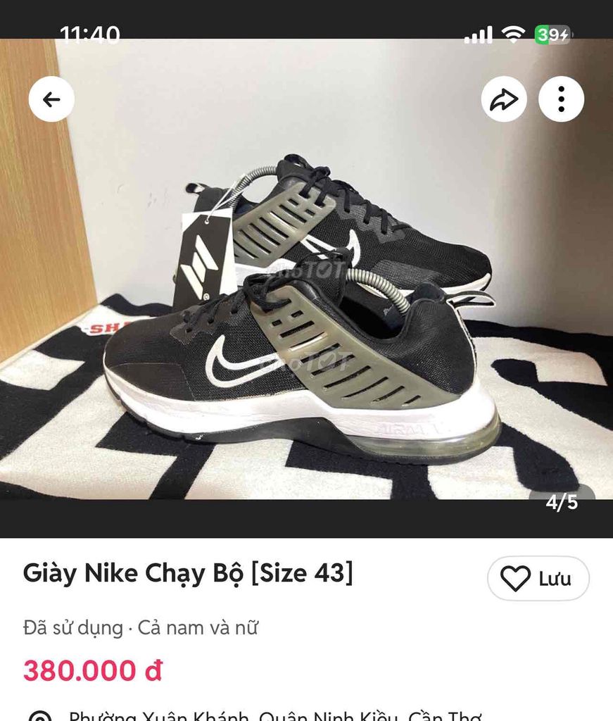 Giày Nike 2HAND {Size 43}. Mua bán Giày dép tại Huyện Phú Tân An Giang được đăng bởi Bán Giày Si Tuyển hình 1
