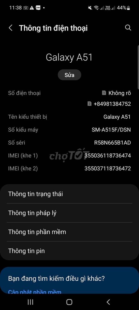 Samsung Galaxy A51 Đã qua sử dụng. Mua bán Điện thoại tại Huyện Hóc Môn Tp Hồ Chí Minh được đăng bởi Nguyễn Quỳnh Phương hình 1