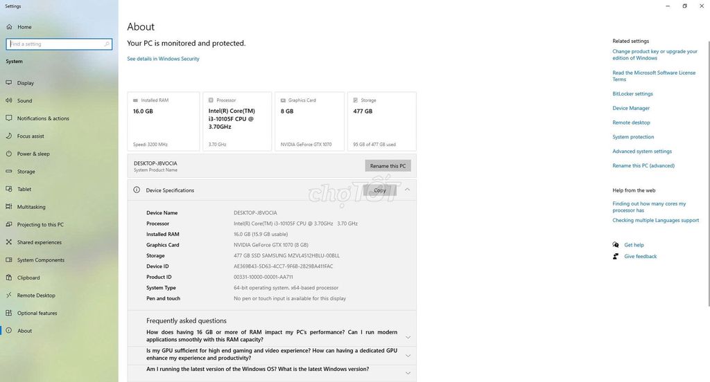 Máy tính để bàn i3-10105F 16GB/500GB. Mua bán Máy tính để bàn tại Huyện Đông Anh Hà Nội được đăng bởi Minh Dũng hình 1