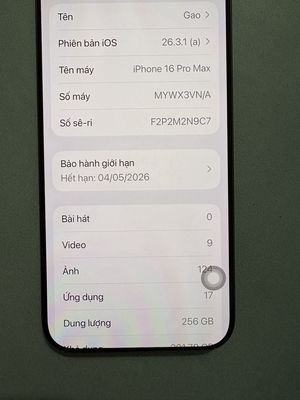 Apple iPhone 16 Pro Max 256GB Vàng