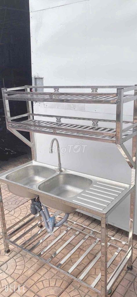Bồn rửa chén Inox 2 hố có kệ 105x45x150 cm. Mua bán Dụng cụ nhà bếp tại Quận Cái Răng Cần Thơ được đăng bởi INOX Gia Dụng  hình 1