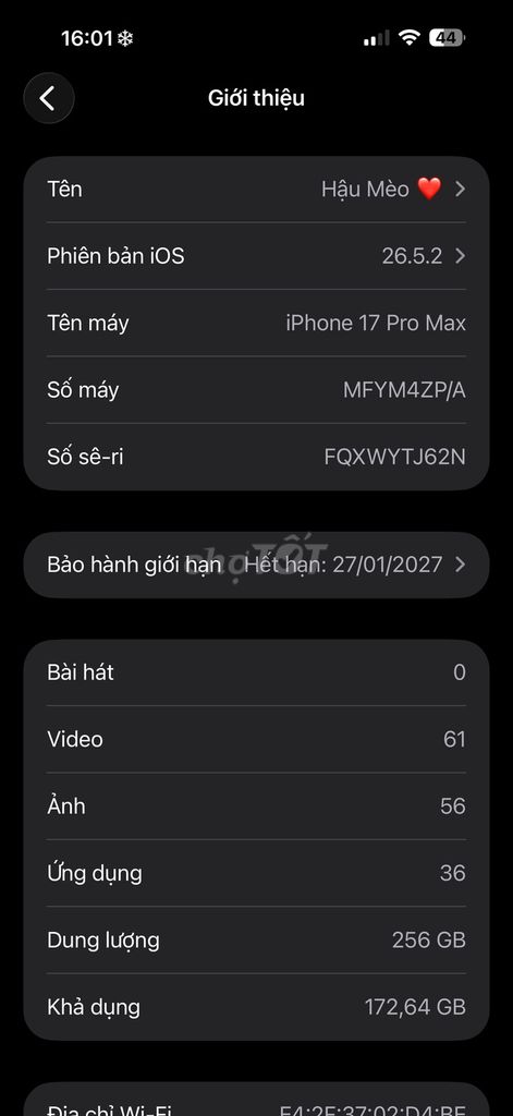 Apple iPhone 17 Pro Max 256GB Bạc Like New. Mua bán Điện thoại tại Thị xã Bến Cát Bình Dương được đăng bởi Nguyễn Hậu hình 1