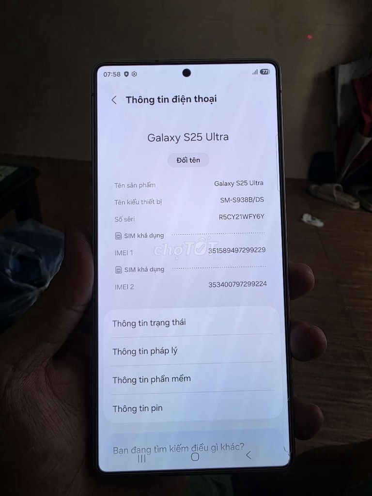 Samsung Galaxy S25 Ultra 256GB Trắng 99% mới. Mua bán Điện thoại tại Quận 3 Tp Hồ Chí Minh được đăng bởi Minh Minh hình 1