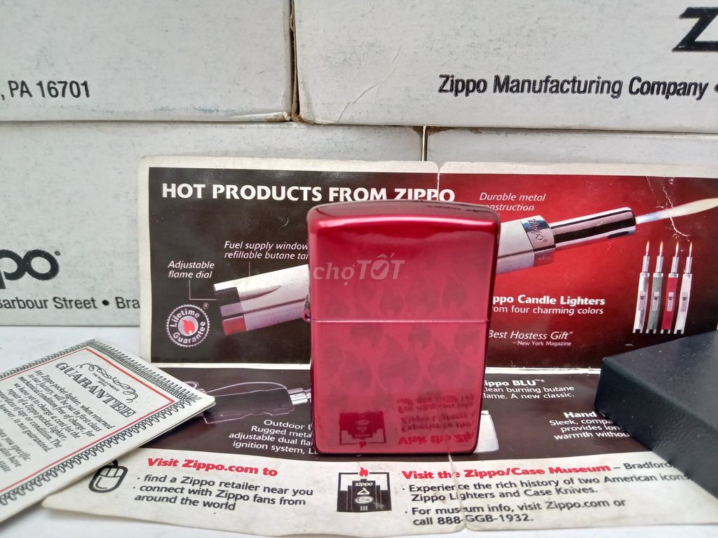 ZIPPO MỸ, ĐỎ MAY MẮN, New 100% Fullbox