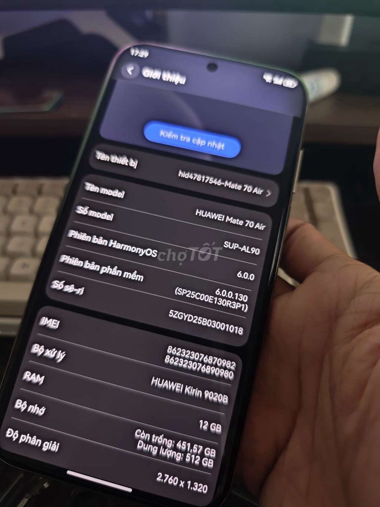 Huawei Mate 70 Air 512GB Trắng. Mua bán Điện thoại tại Thành phố Thủ Dầu Một Bình Dương được đăng bởi Trần Tú hình 1