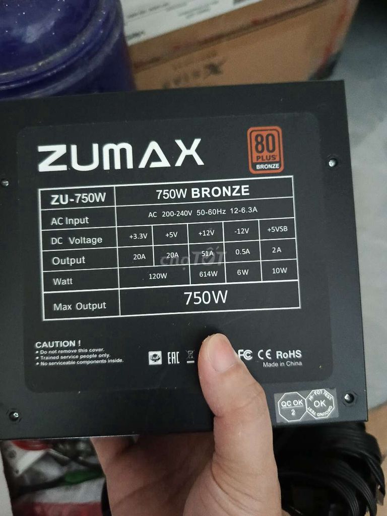 Nguồn ZUMAX ZU-750W Đen. Mua bán Linh kiện (RAM, Card...) tại Huyện Phù Ninh Phú Thọ được đăng bởi PN Computer Bình Phú Phù Ninh hình 1