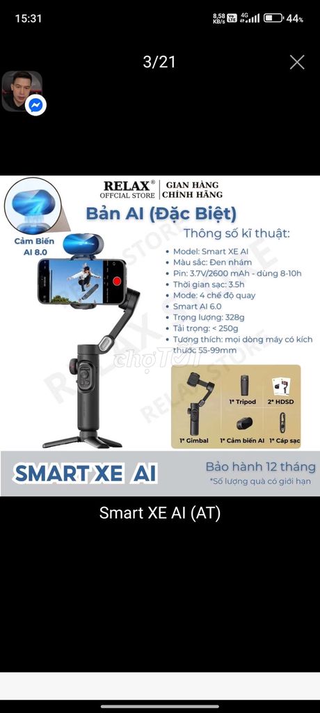 Gimbal Relax Smart XE AI Đen. Mua bán Máy ảnh, Máy quay tại Thành phố Thái Bình Thái Bình được đăng bởi Huy Đặng hình 1