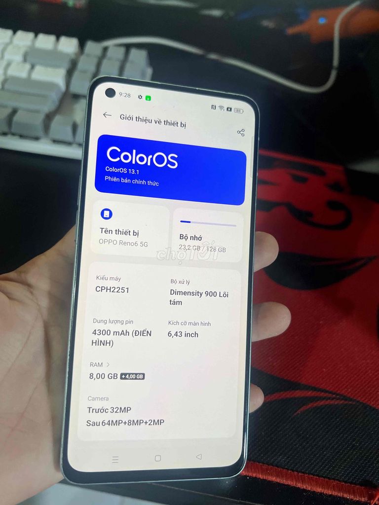 OPPO Reno 6 5G 8GB/128GB Xanh. Mua bán Điện thoại tại Huyện An Minh Kiên Giang được đăng bởi Hải Đăng hình 1