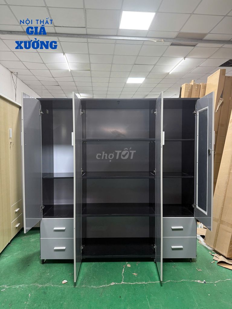 Tủ quần áo nhựa 4 cánh xám - TỦ ĐỒ QUẦN ÁO MỚI. Mua bán Tủ, kệ gia đình tại Quận 12 Tp Hồ Chí Minh được đăng bởi Nội thất giá xưởng TL hình 1