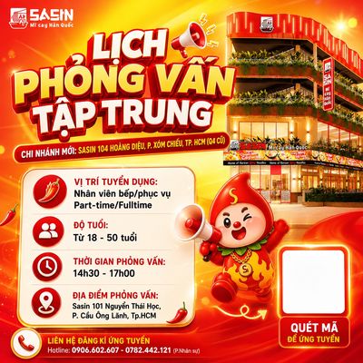 [SASIN Q1, Q4] TUYỂN DỤNG NHÂN VIÊN KHỐI NHÀ HÀNG
