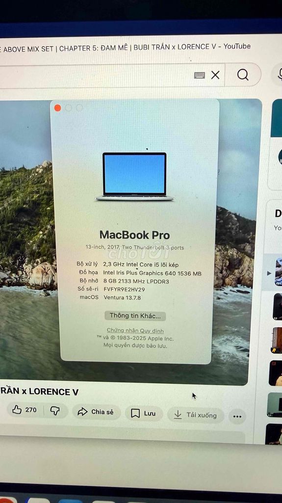 Apple MacBook Pro i5 8GB/256GB Xám. Mua bán Laptop tại Huyện Thanh Liêm Hà Nam được đăng bởi Huy Phùng hình 1