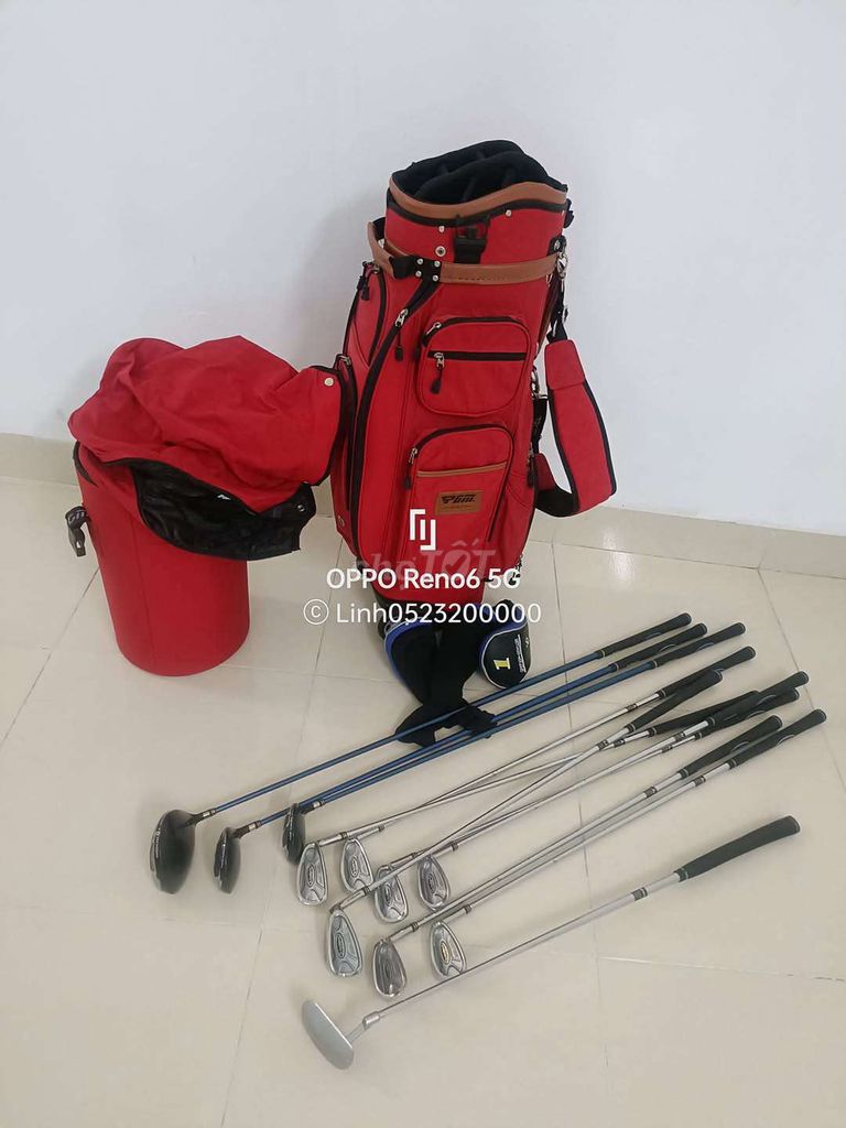 Bộ golf cũ gậy golf cán Thép và túi golf bánh xe